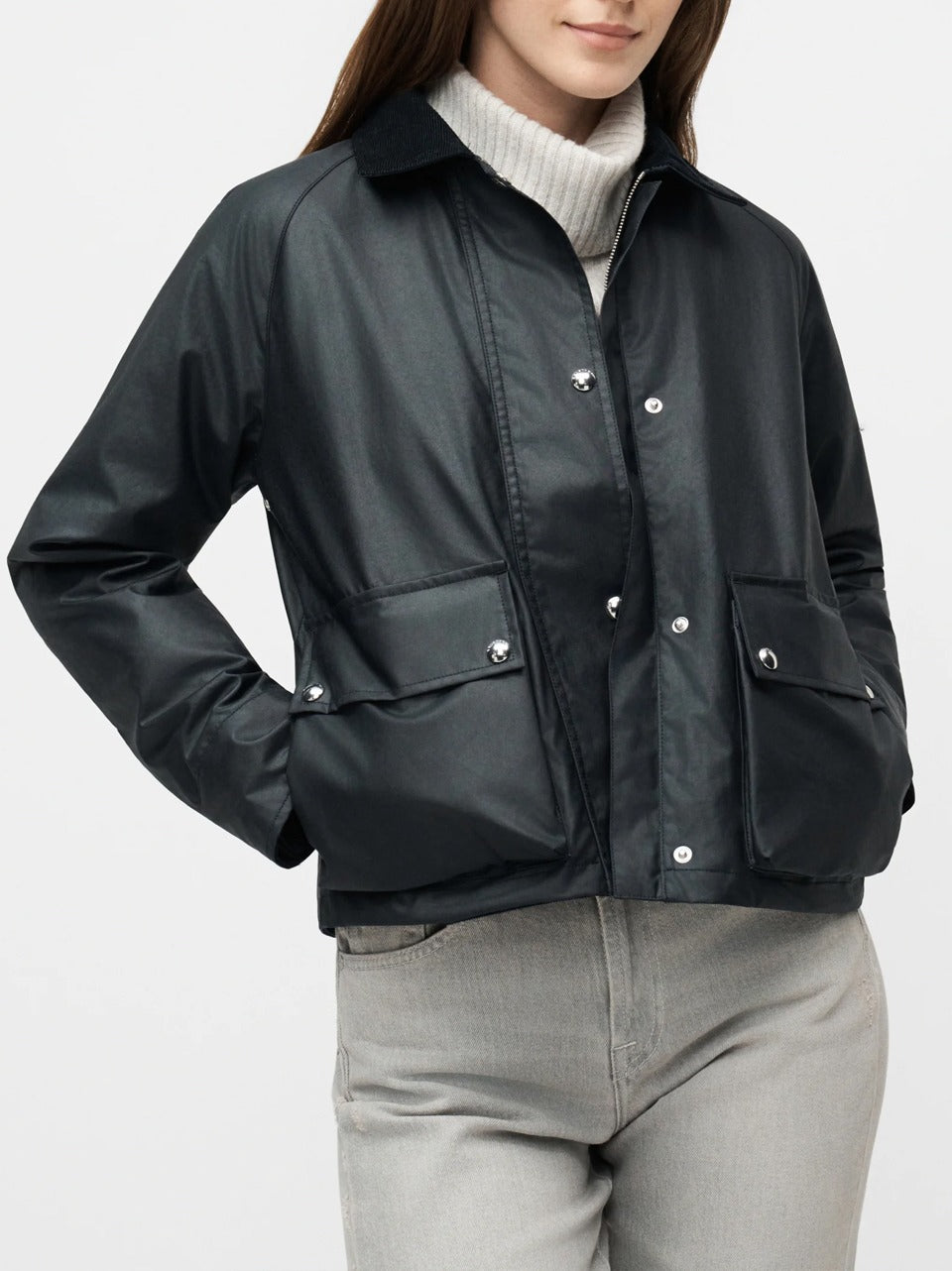 giubbino a trapezio cerato CYAN BLACK BELSTAFF