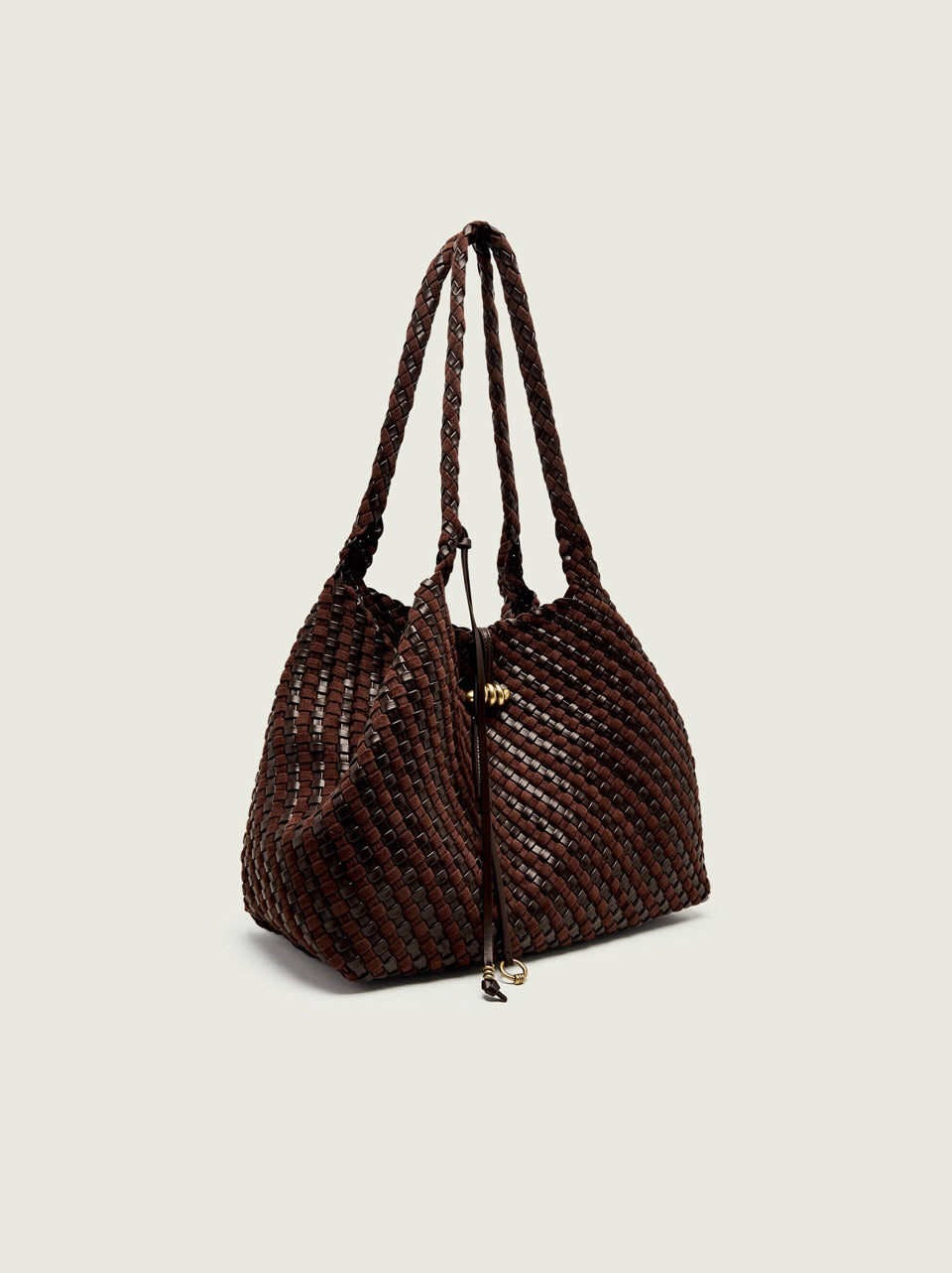 borsa aurelie grande camoscio e pelle intrecciata BS12067WPLINT ESPRESSO GIANNI CHIARINI