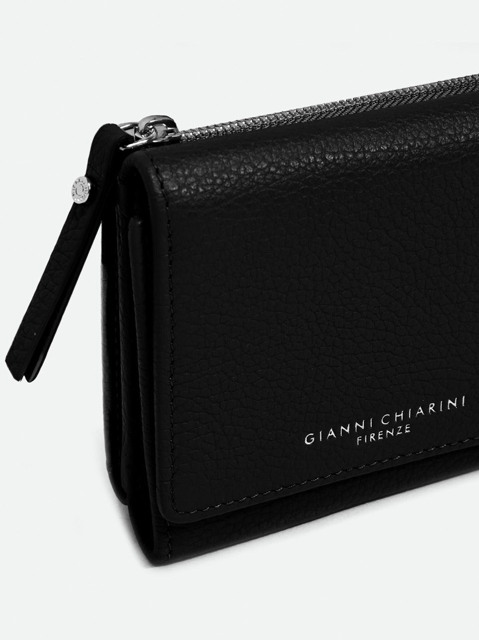 portafogli con clipe zip grande BS5080GRN NERO GIANNI CHIARINI