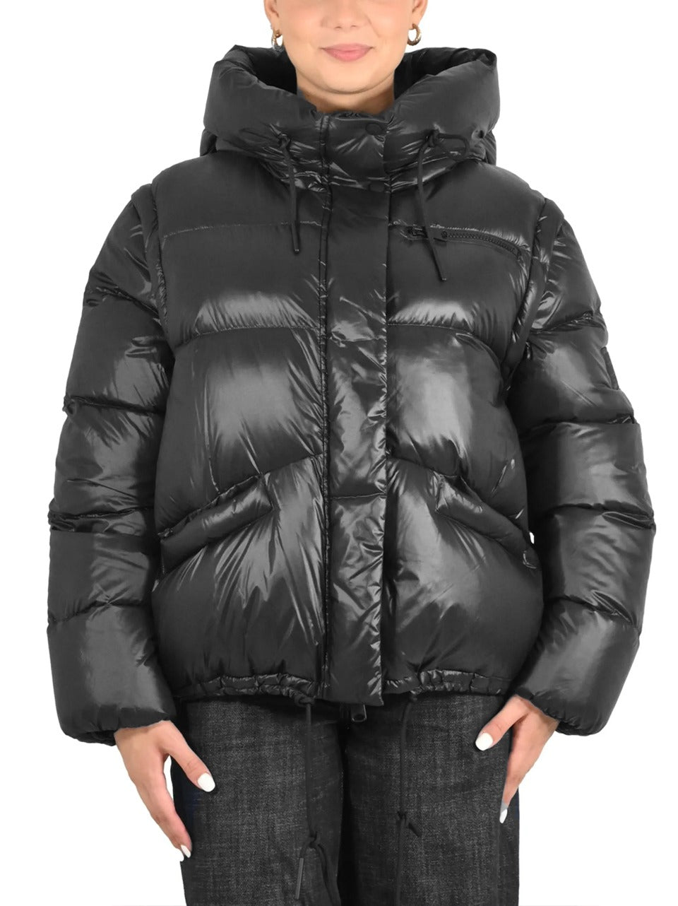 piumino a trapezio con cappuccio FW67915 N MONTEREGGI