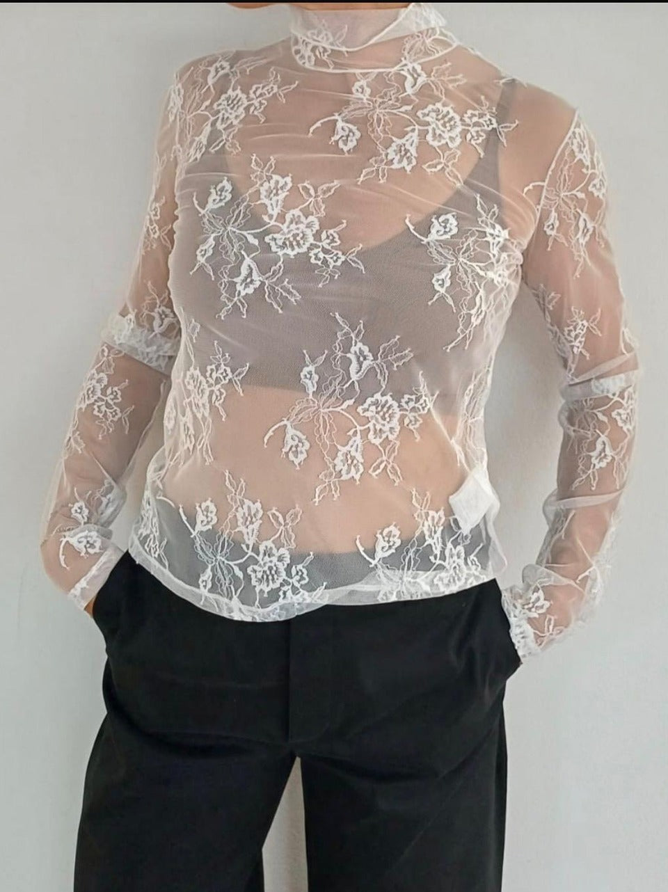blusa in pizzo collo alto 8M0349 J0050 B Patrizia pepe