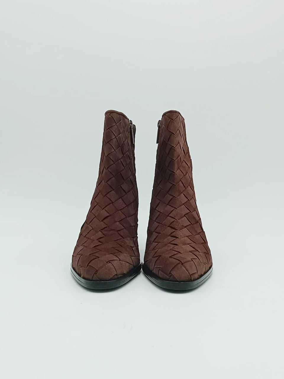 stivaletto intrecciato tacco 70 mm con zip interna 12241 NERO PONS QUINTANA