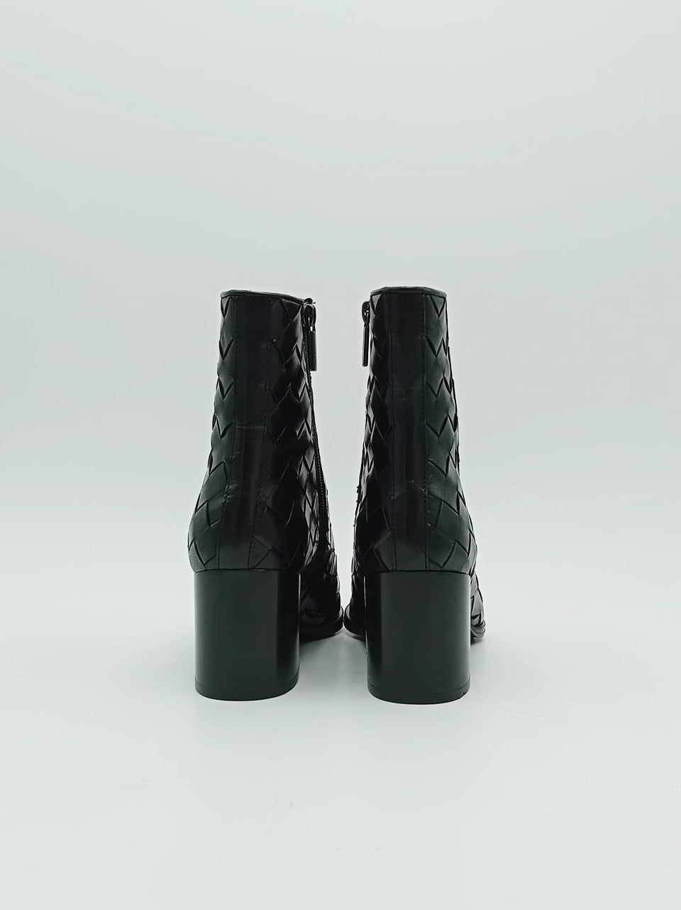 stivaletto intrecciato tacco 70 mm con zip interna 12241 NERO PONS QUINTANA