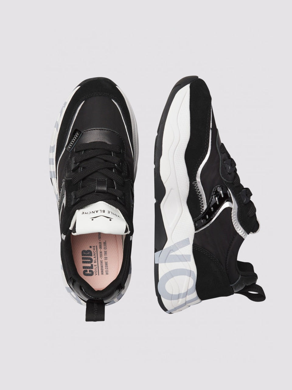 sneakers club 105 2017475-06-1A1 2E41BLACK SILVER VOILE BLANCHE