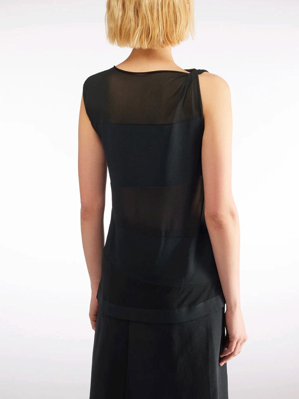 top in maglia a voile F5SE12. NERO LIviana conti