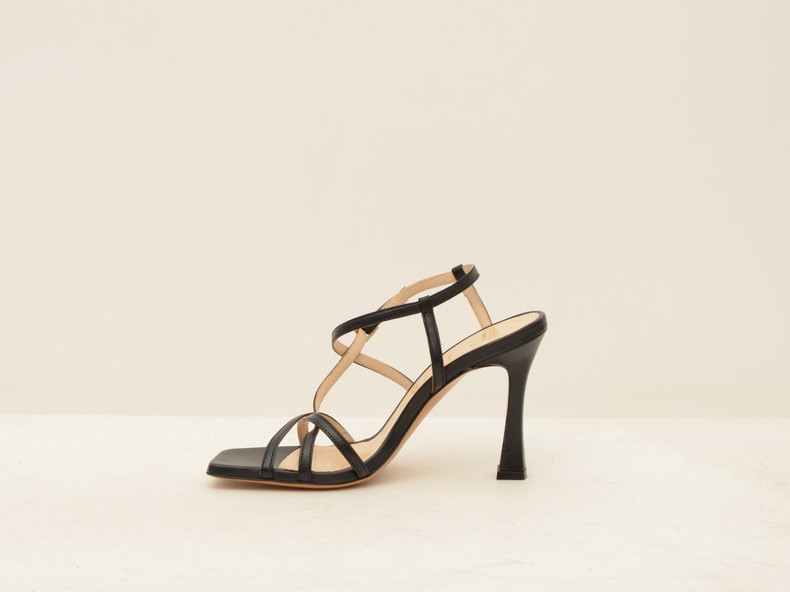 sandalo asimmetrico tacco h 90 mm 26102 NERO MATTEO PITTI