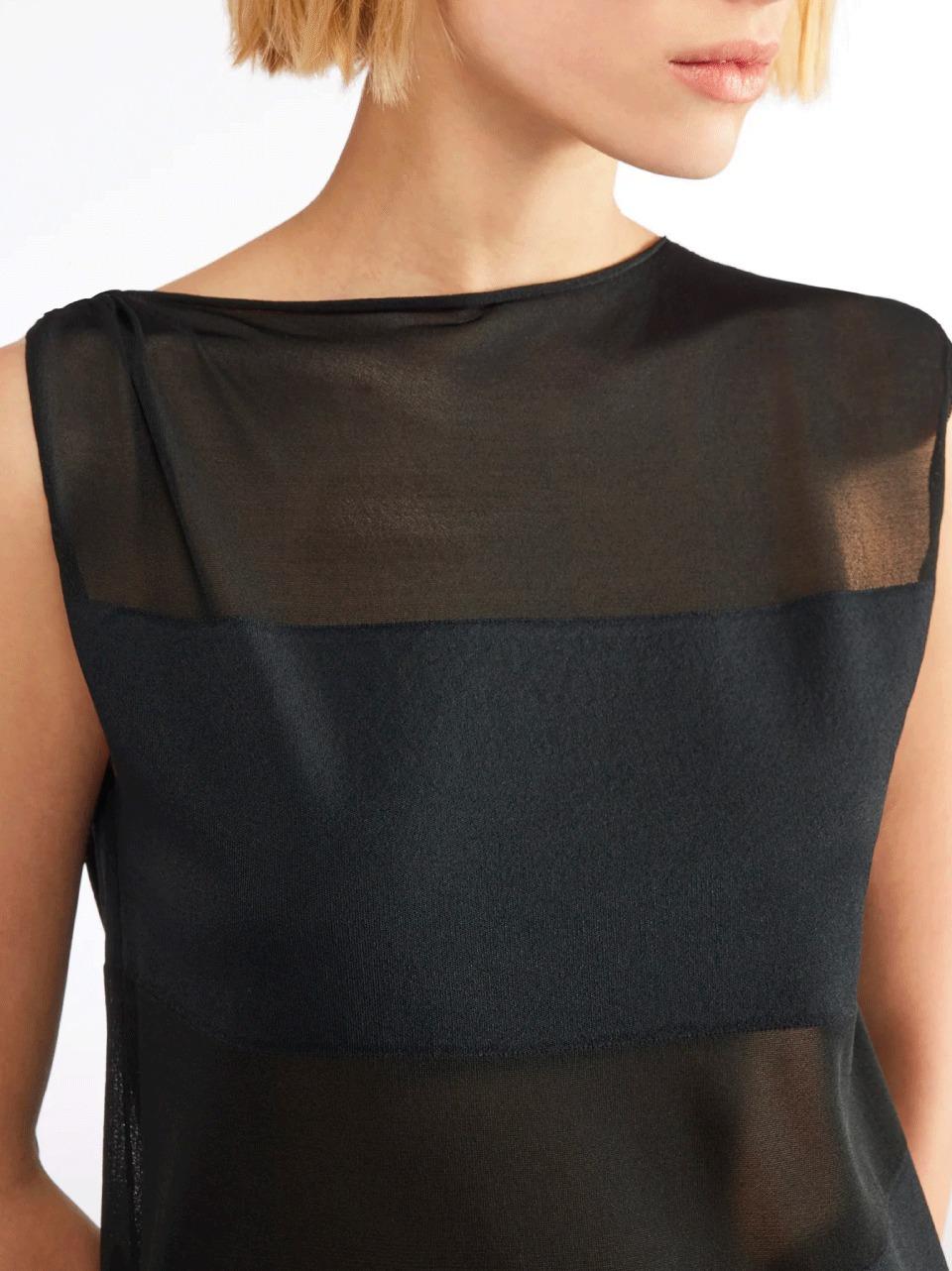 top in maglia a voile F5SE12. NERO LIviana conti