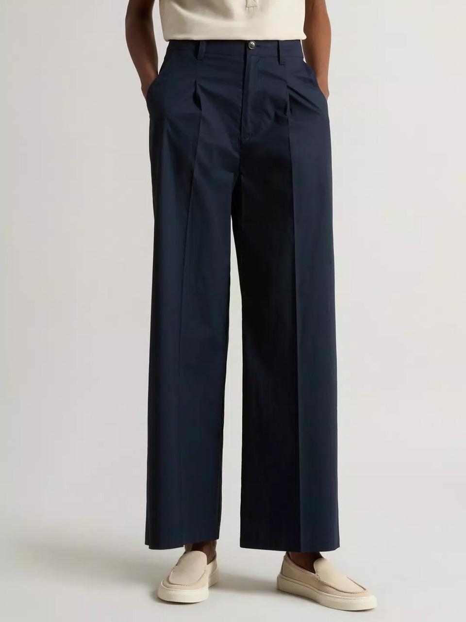 pantalone palazzo in popeline 0219 3944 BLU WOOLRICH