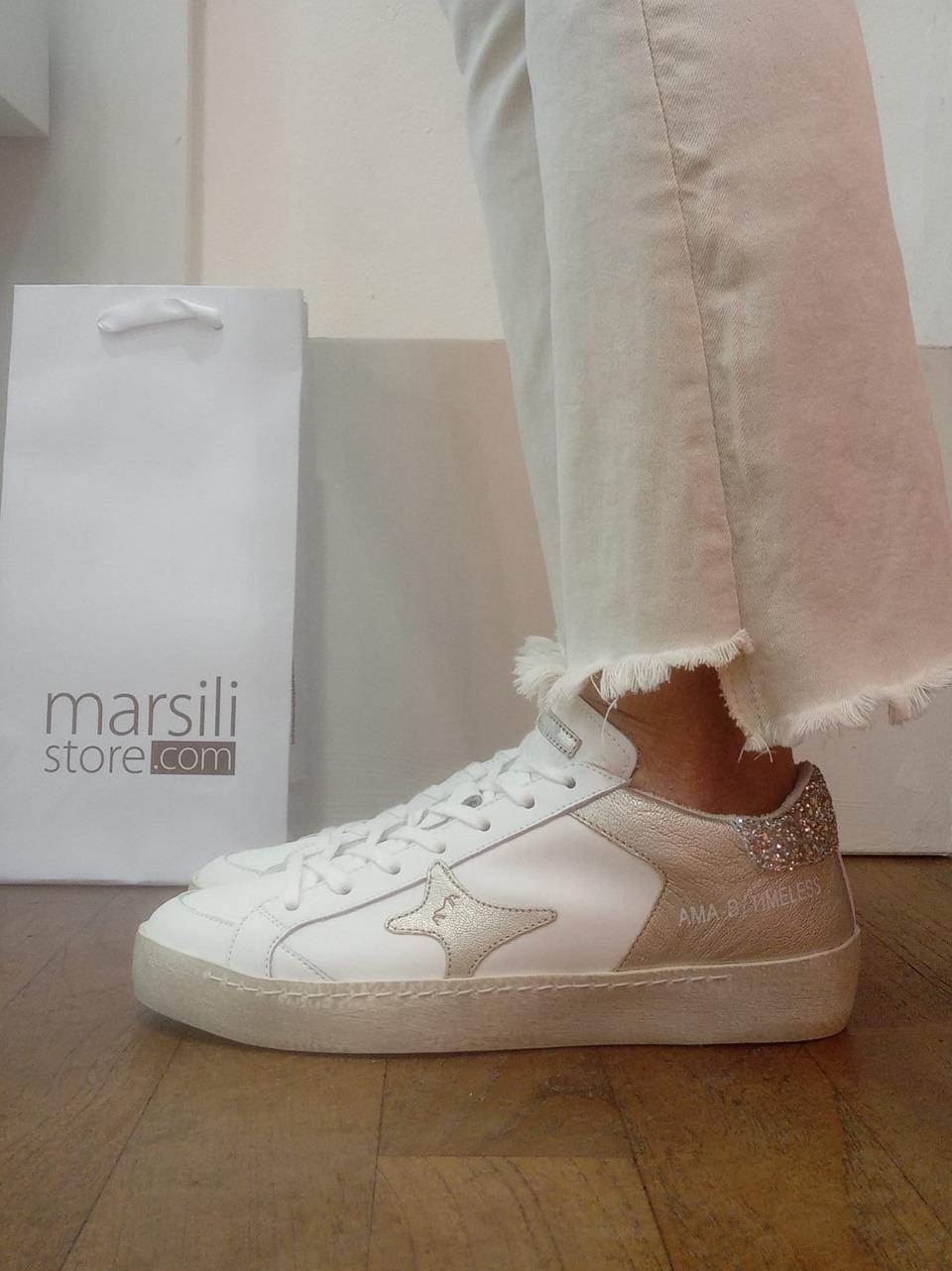 sneakers timeless 4006 BIANCO PLATINO AMA brand