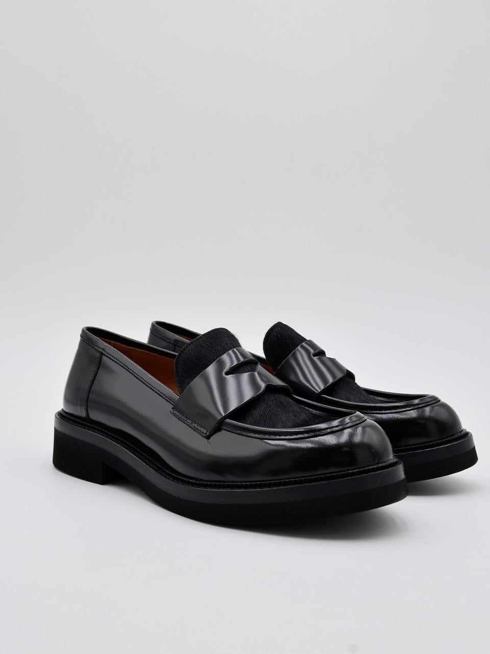 mocassino con con passante bimateriale 3276 NERO MAT:20