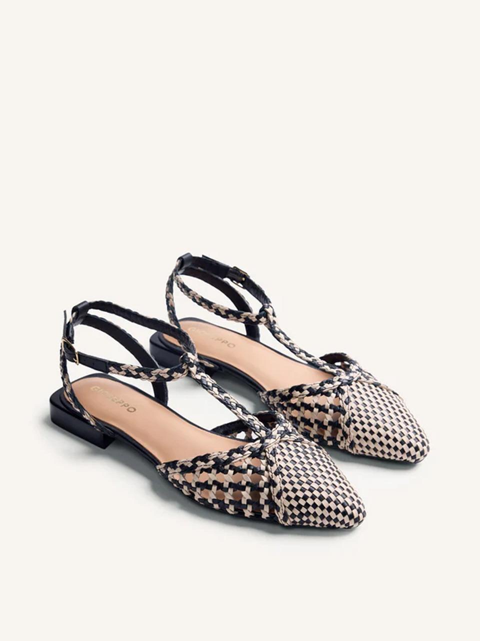 charlestonl intrecciato tacco h 15mm 79237 NERO\BEIGE GIOSEPPO