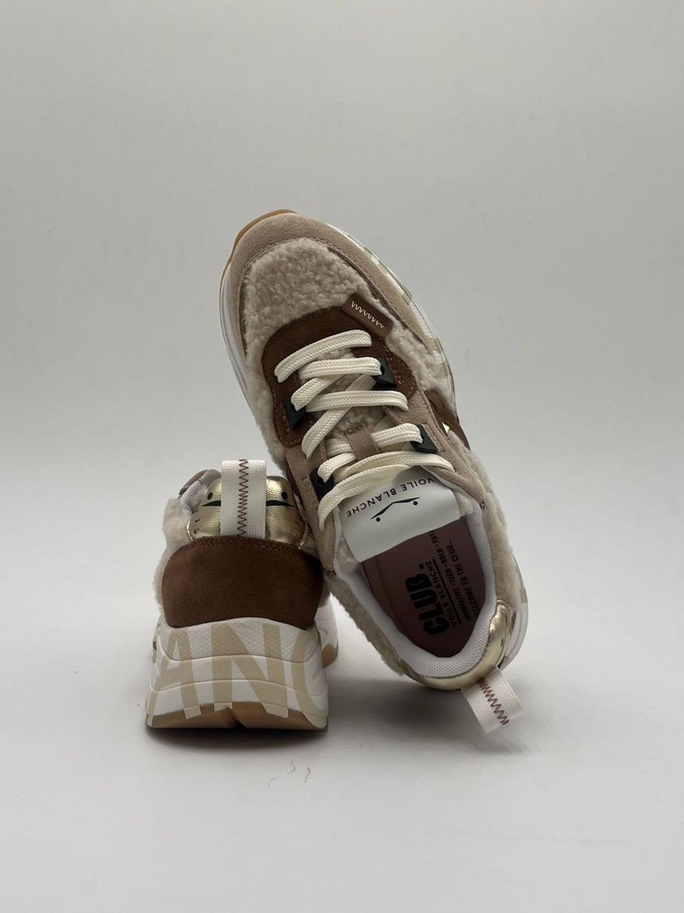 sneakers club 105 001-2017475-05 1B30WHITE COGNAC VOILE BLANCHE