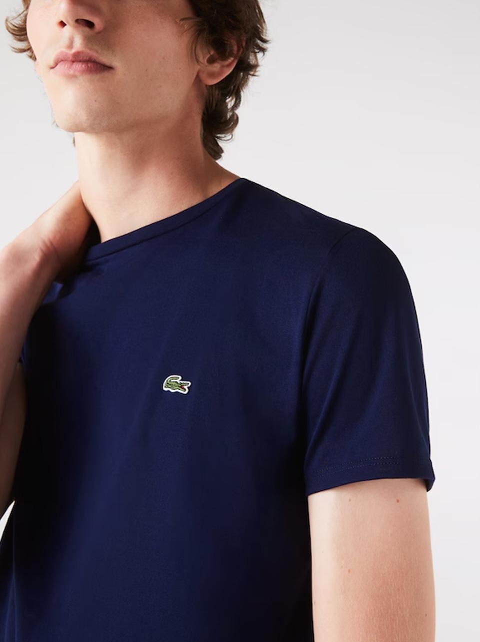 t shirt in pima TH6709 BLU LACOSTE