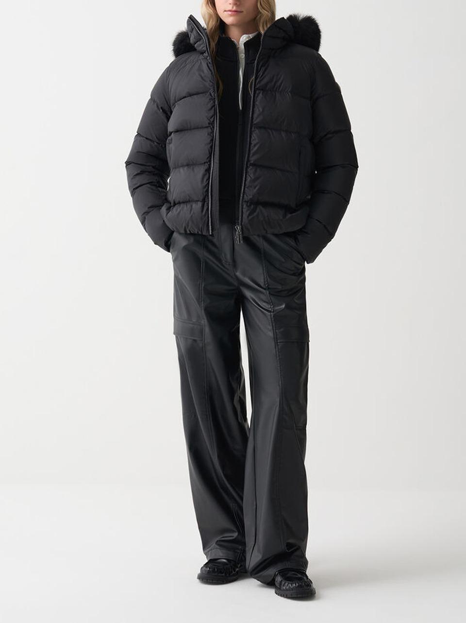 piumino bomber cappuccio ecopelliccia 2216E N COLMAR
