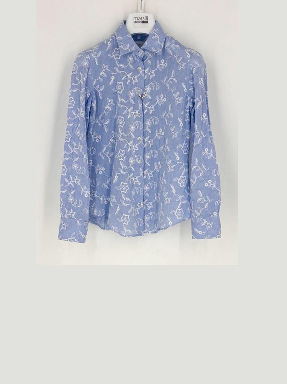 camicia con ricami bianchi D233 PAOLA AZZ BASTONCINO