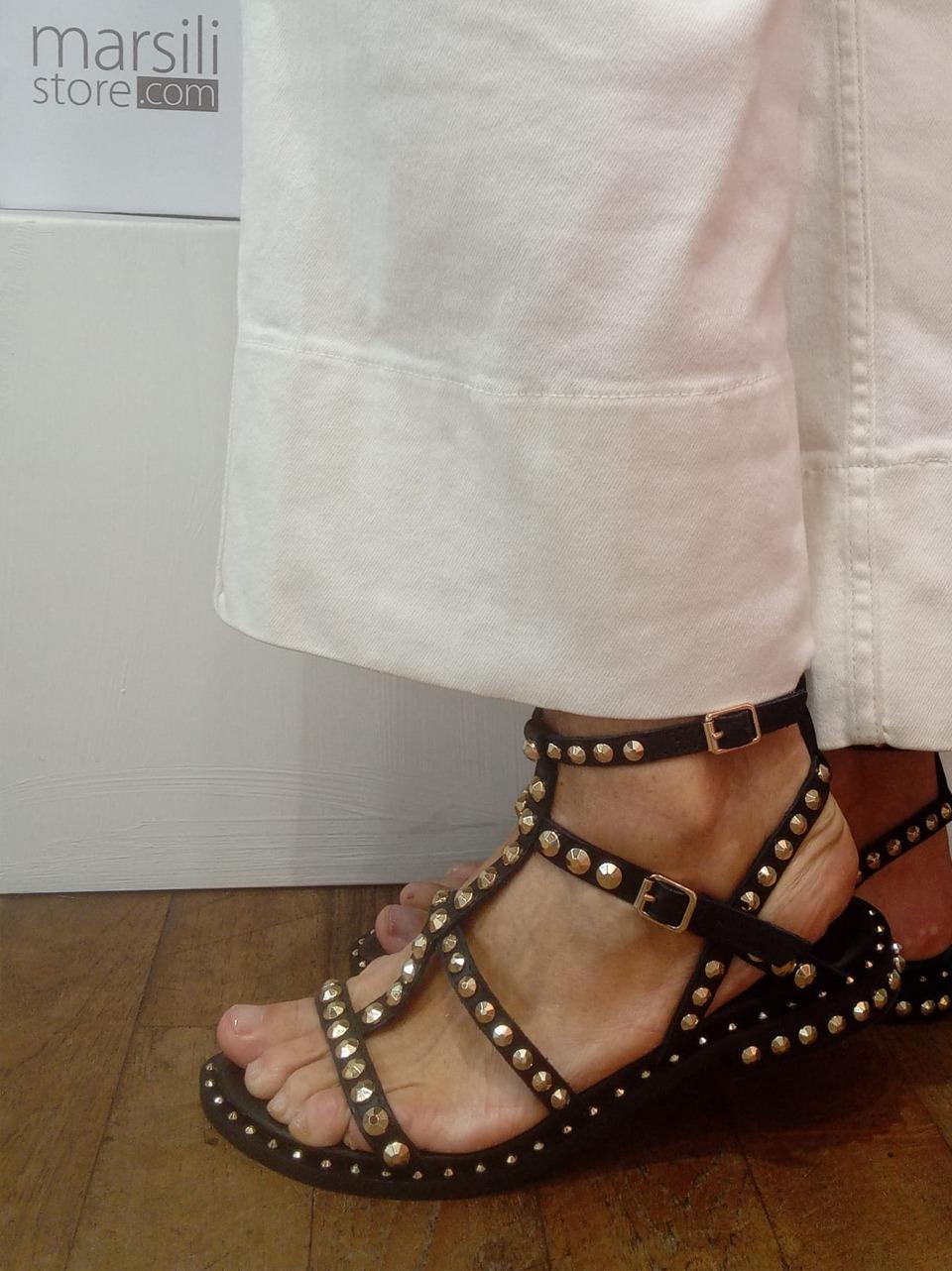 sandalo flat precious con borchie PRECIOUS NERO ASH