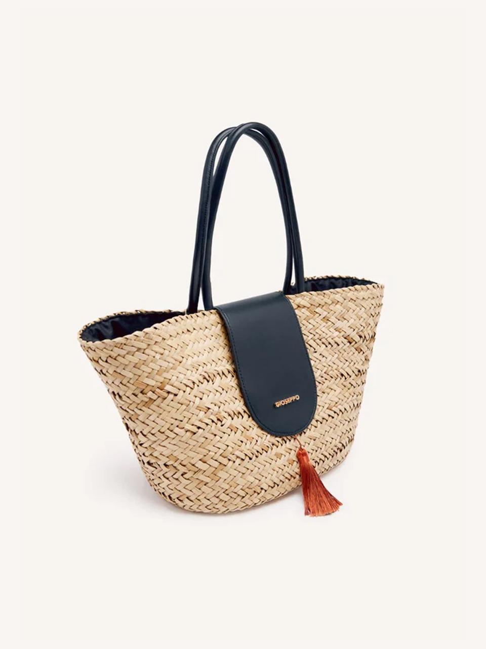 borsa in rafia con patta 75495 NATURALE\NERO GIOSEPPO