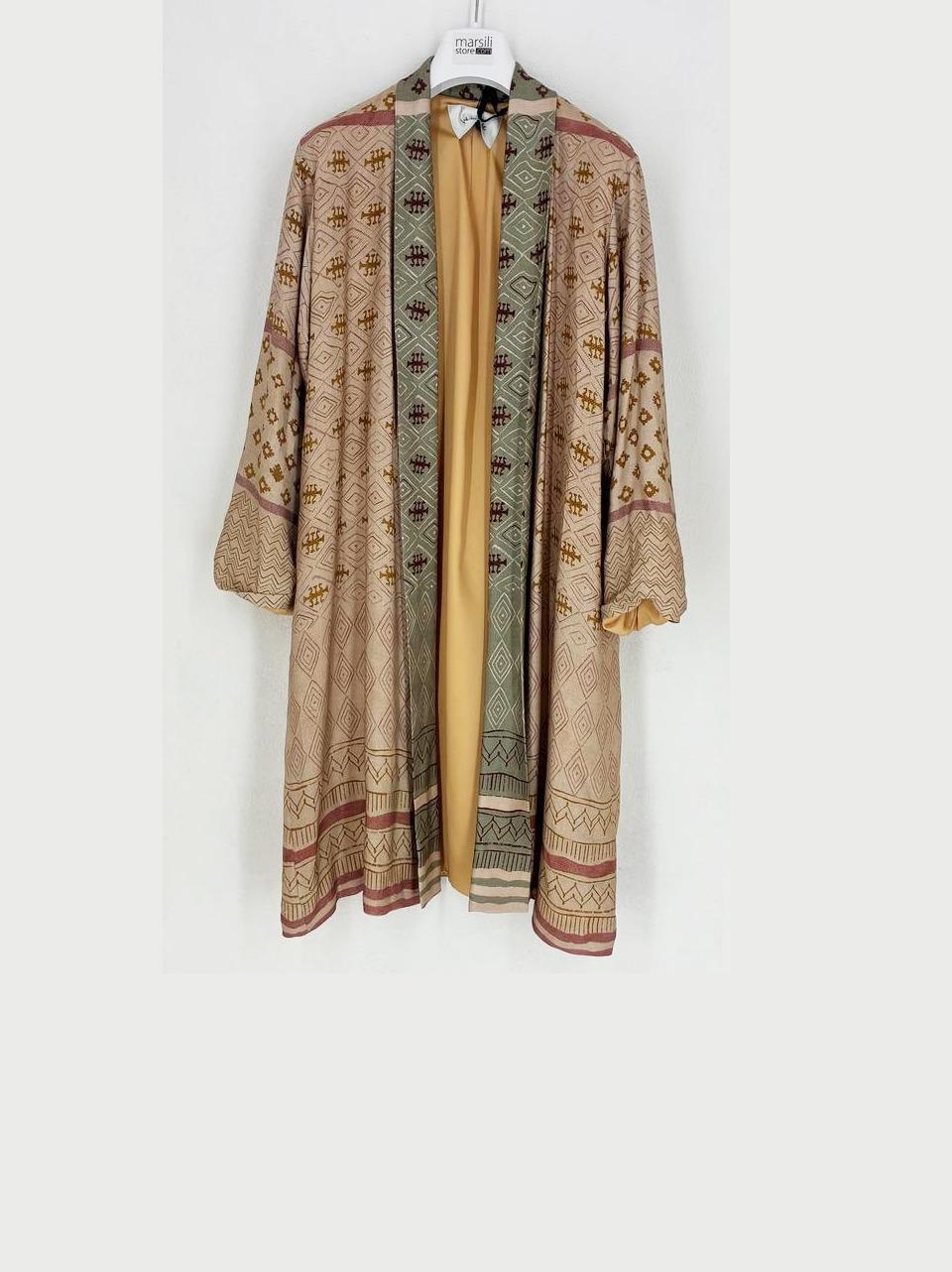 kimono lungo fantasia floreale 26276 MARRONE WU' SIDE