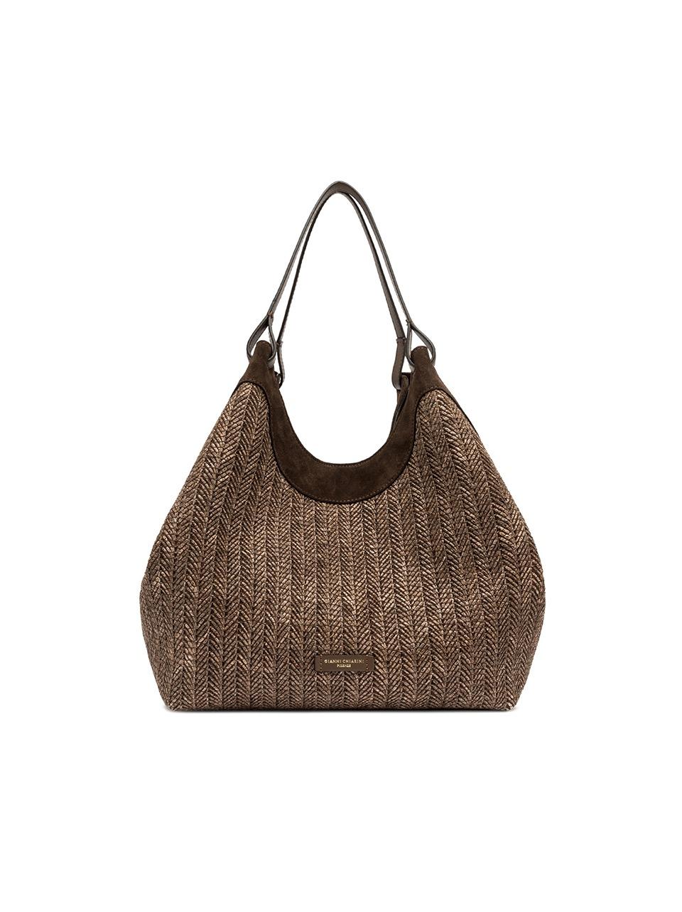 shopping dua grande paglia spigata BS12340 CHOCO GIANNI CHIARINI