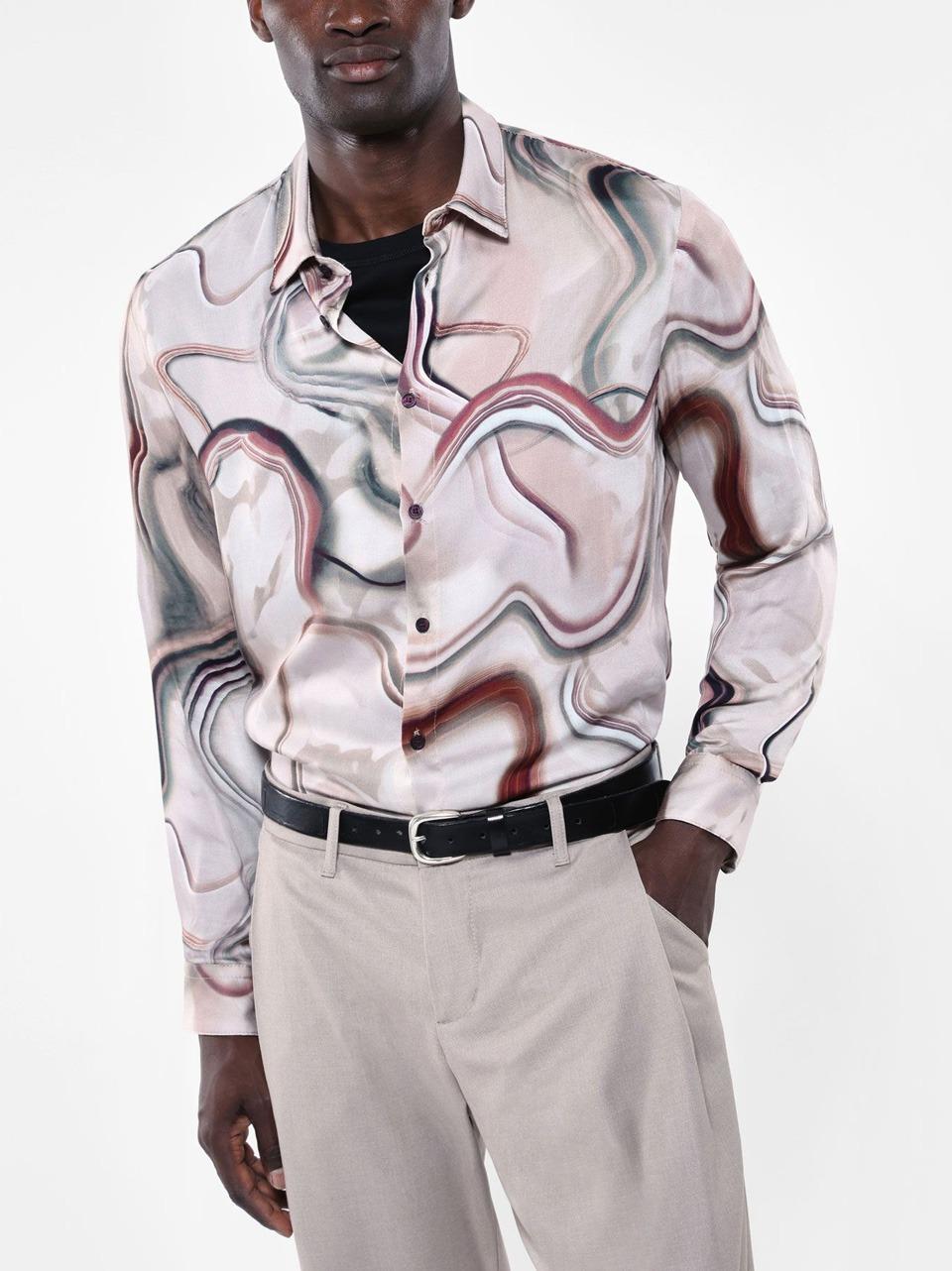 camicia fantasia astratta CAMICIA ONDE C SELECTED