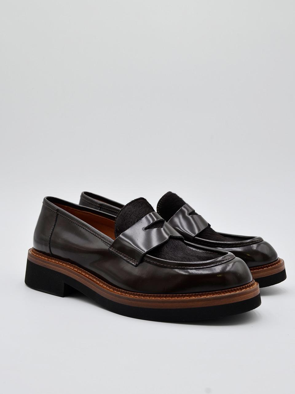 mocassino con con passante bimateriale 3276 CAFFE MAT:20