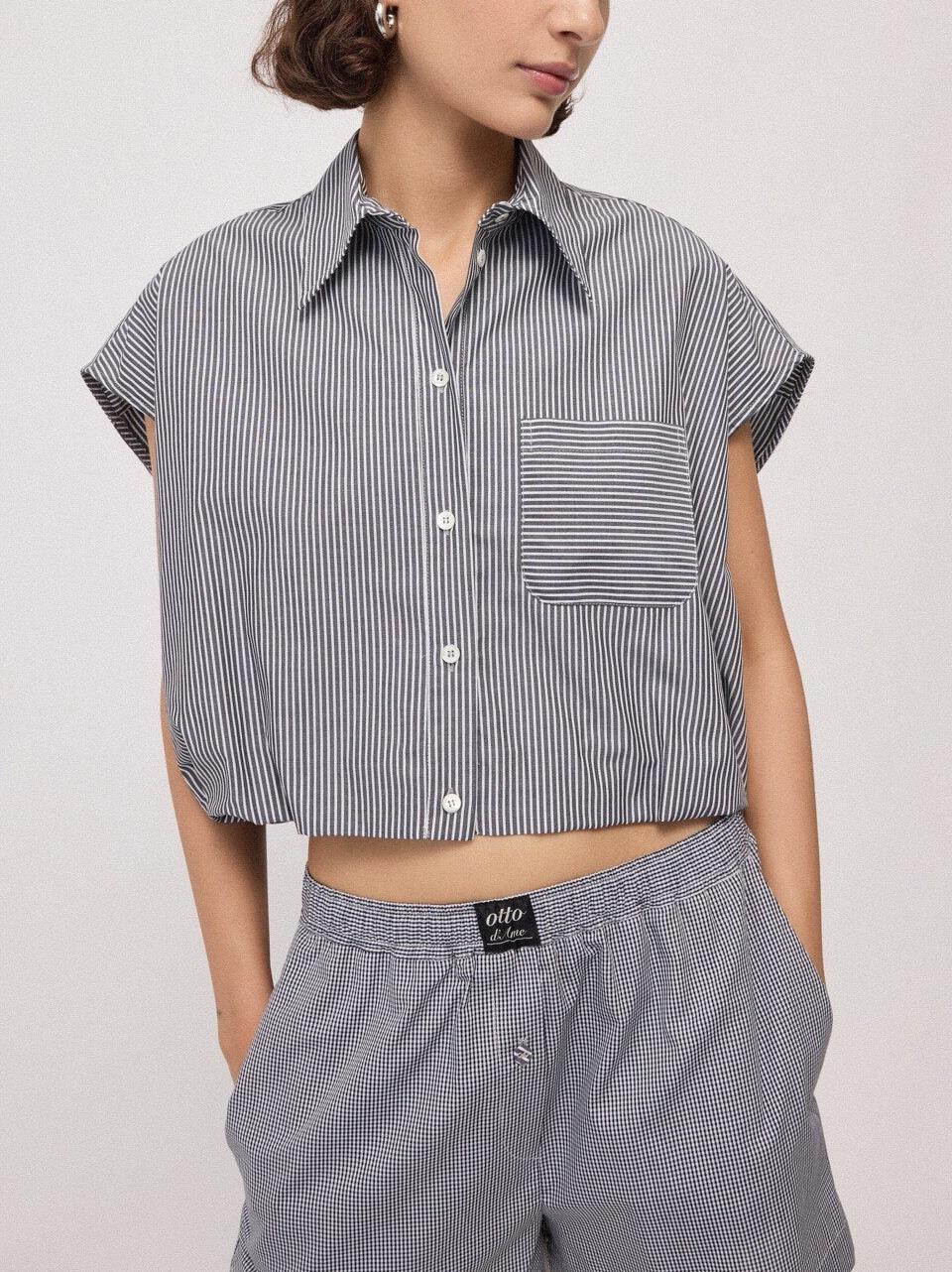 camicia smanicata righe CZC DT9293 BN ottod'ame