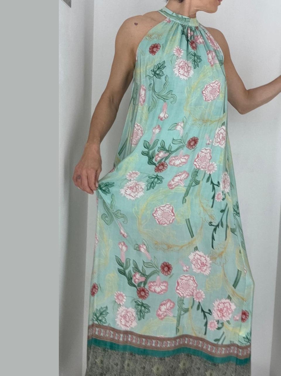 abito fantasia floreale 26318 VERDE CHIARO WU' SIDE