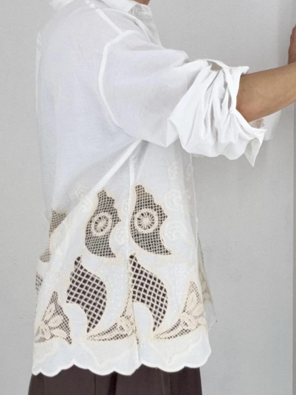 camicia over con ricamo LADY SCHIRT PANNA GLAMOROUS