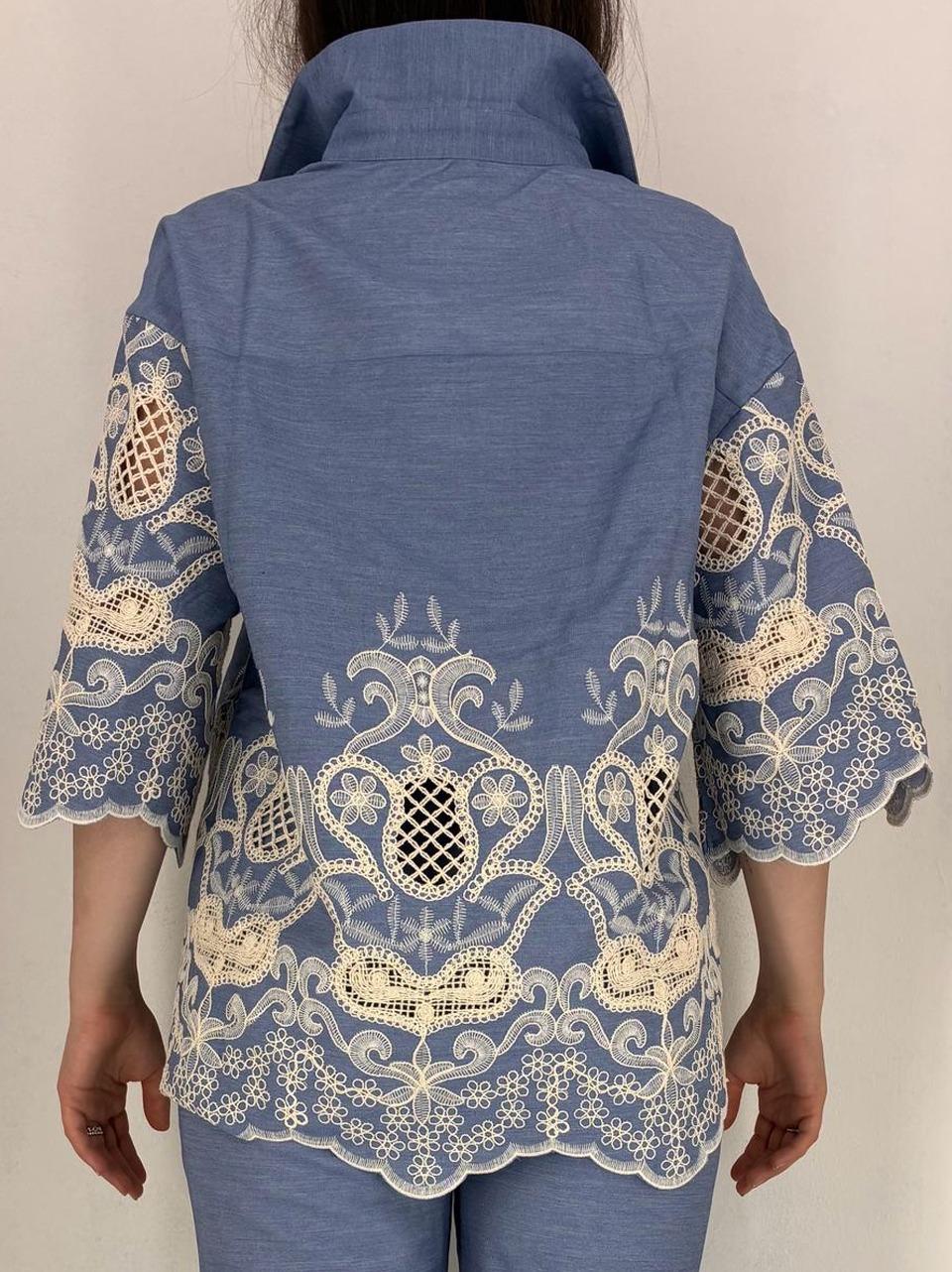 camicia con ricami 5726 CELESTE GLAMOROUS