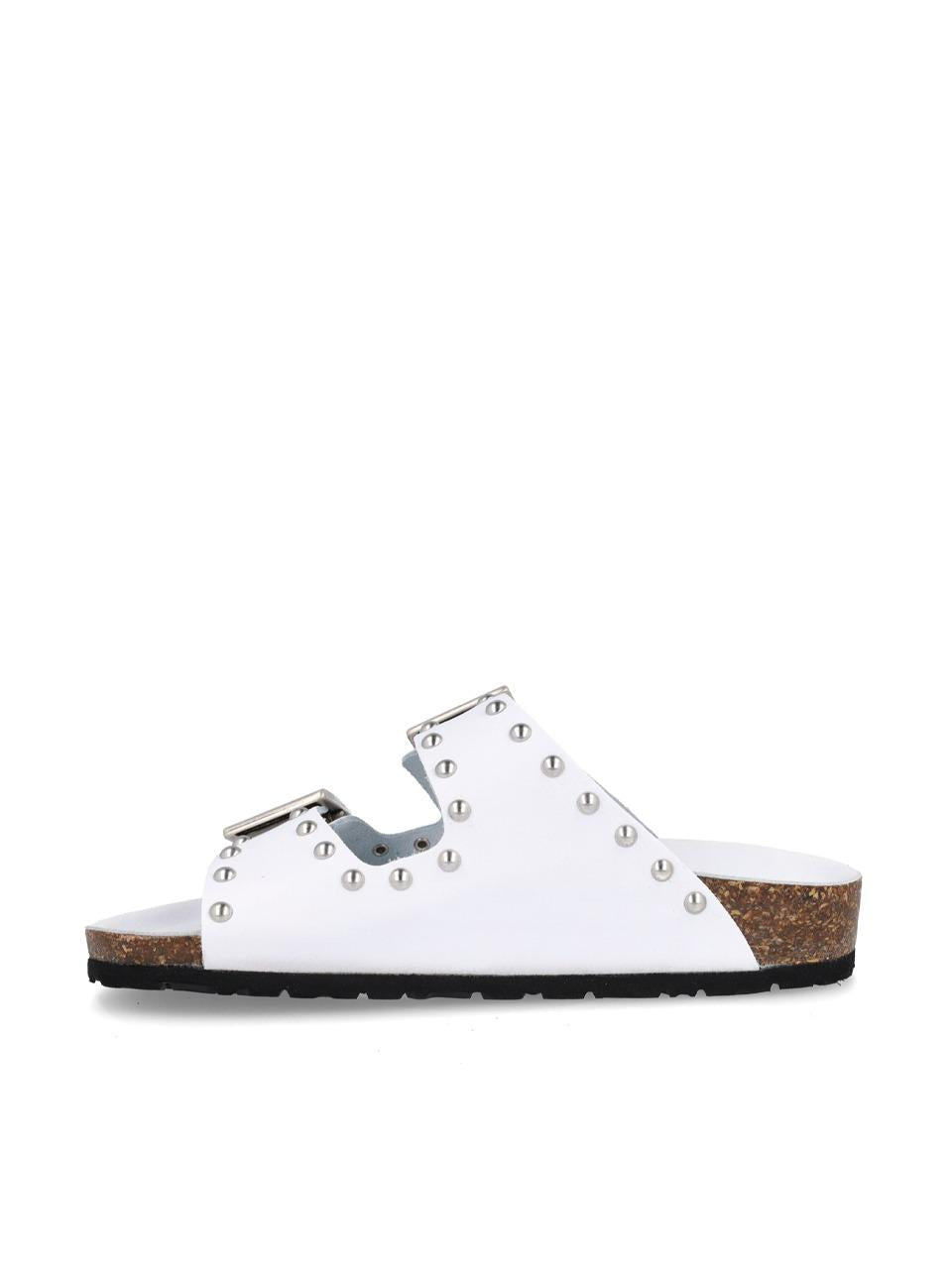 sabot 2 fascie borchiato 11THER-IB-24- BIANCO BioNatura