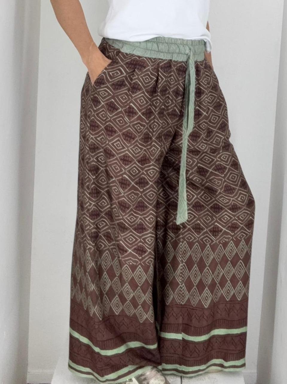 pantalone fluido fantasia floreale 26271 BORDEAUX WU' SIDE