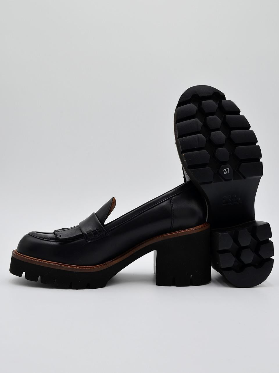 mocassino con frangia tacco h 50mm 8705 NERO MAT:20