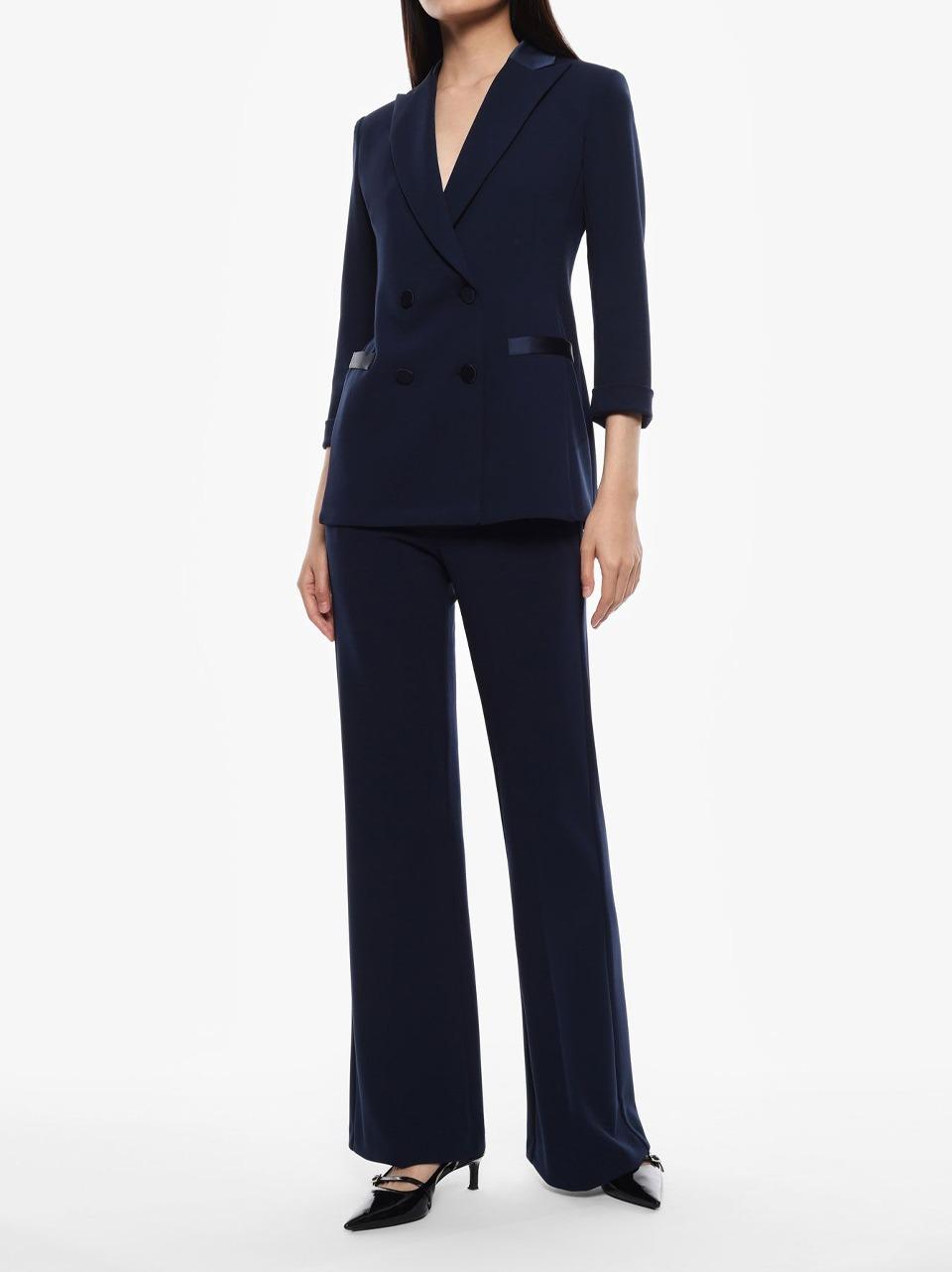 pantalone crepe P3E9JAW BLU SELECTED