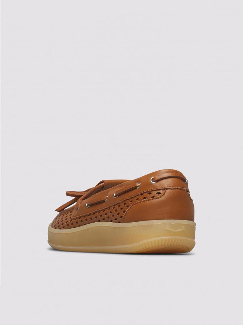 mocassino traforato OLIVA0N01 COGNAC VOILE BLANCHE