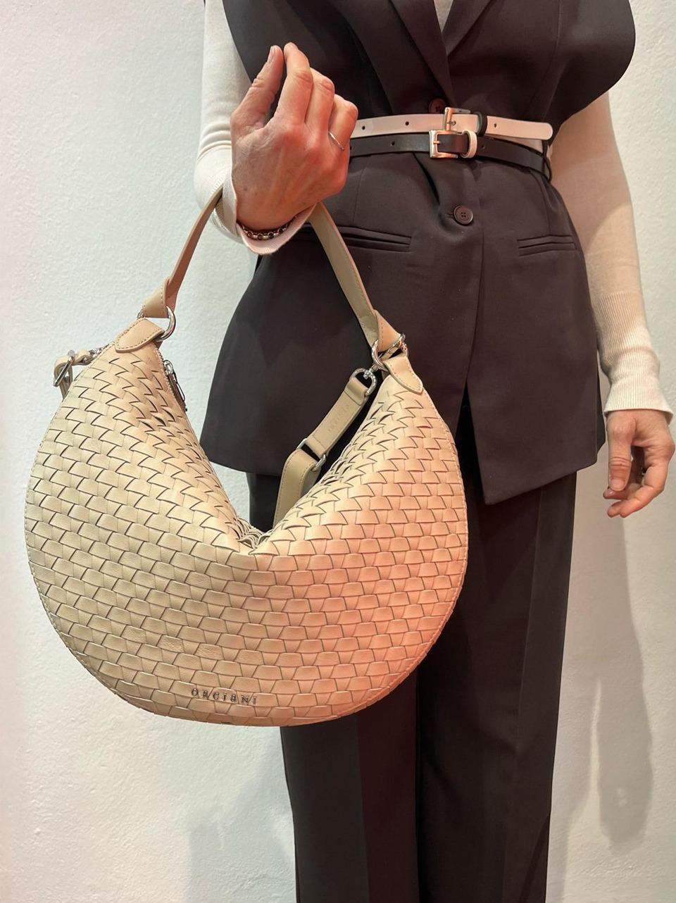 borsa dumpling large B02184WOVEN AVORIO ORCIANI