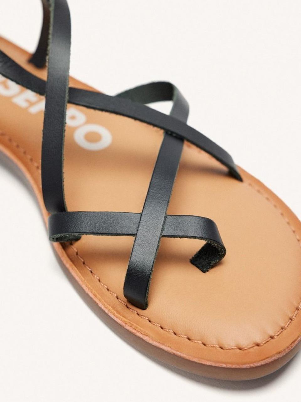 sandalo infradito incrociato 69115-LUSSAT NERO GIOSEPPO