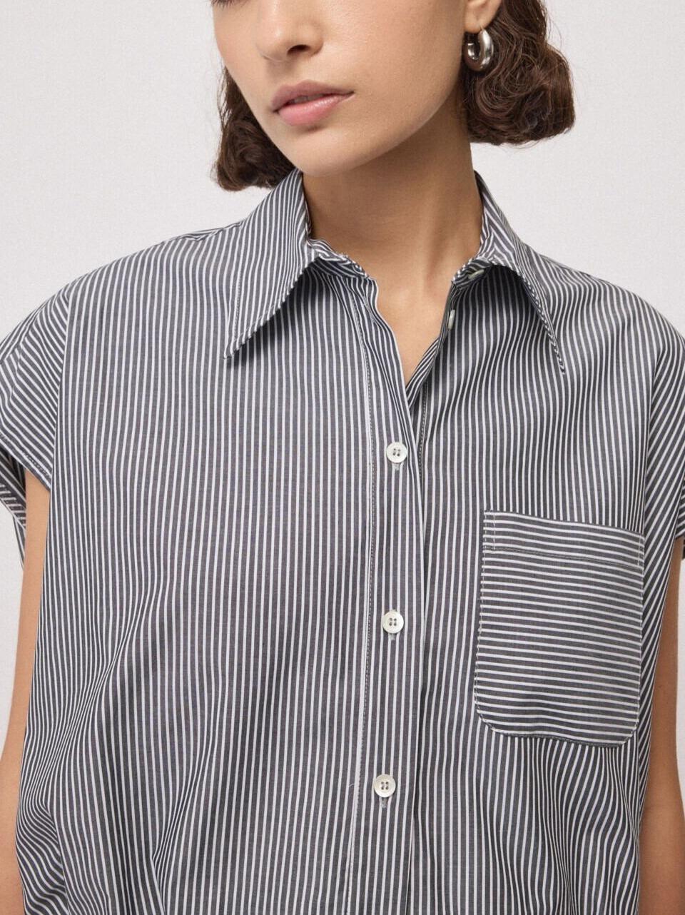 camicia smanicata righe CZC DT9293 BN ottod'ame