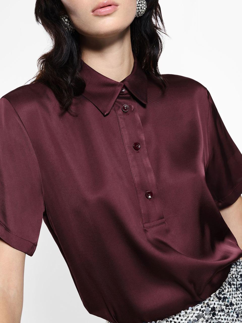 polo blusa in raso CMH9IEC 1490 SELECTED