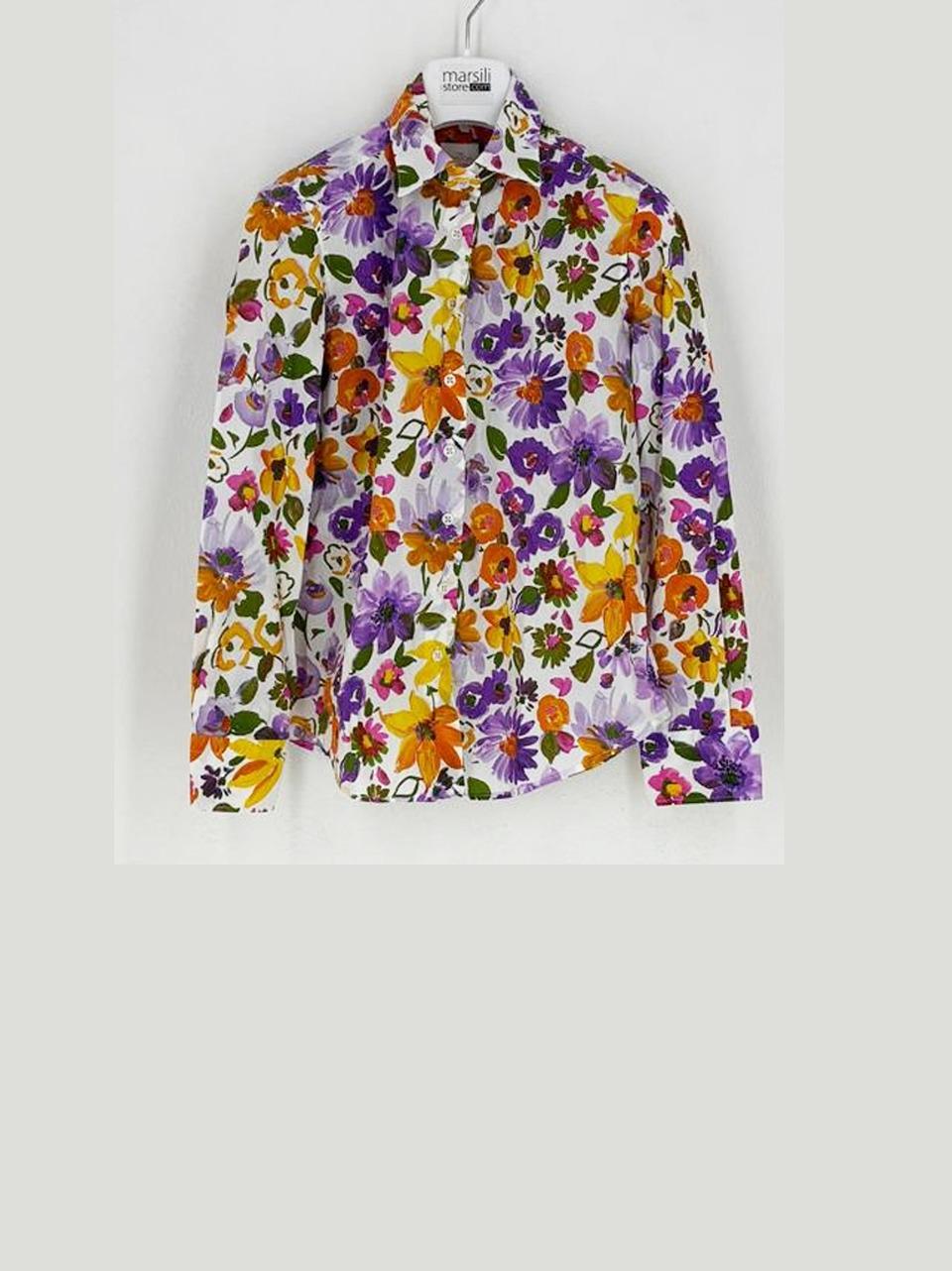 camicia in cotone floreale D290 01 BASTONCINO
