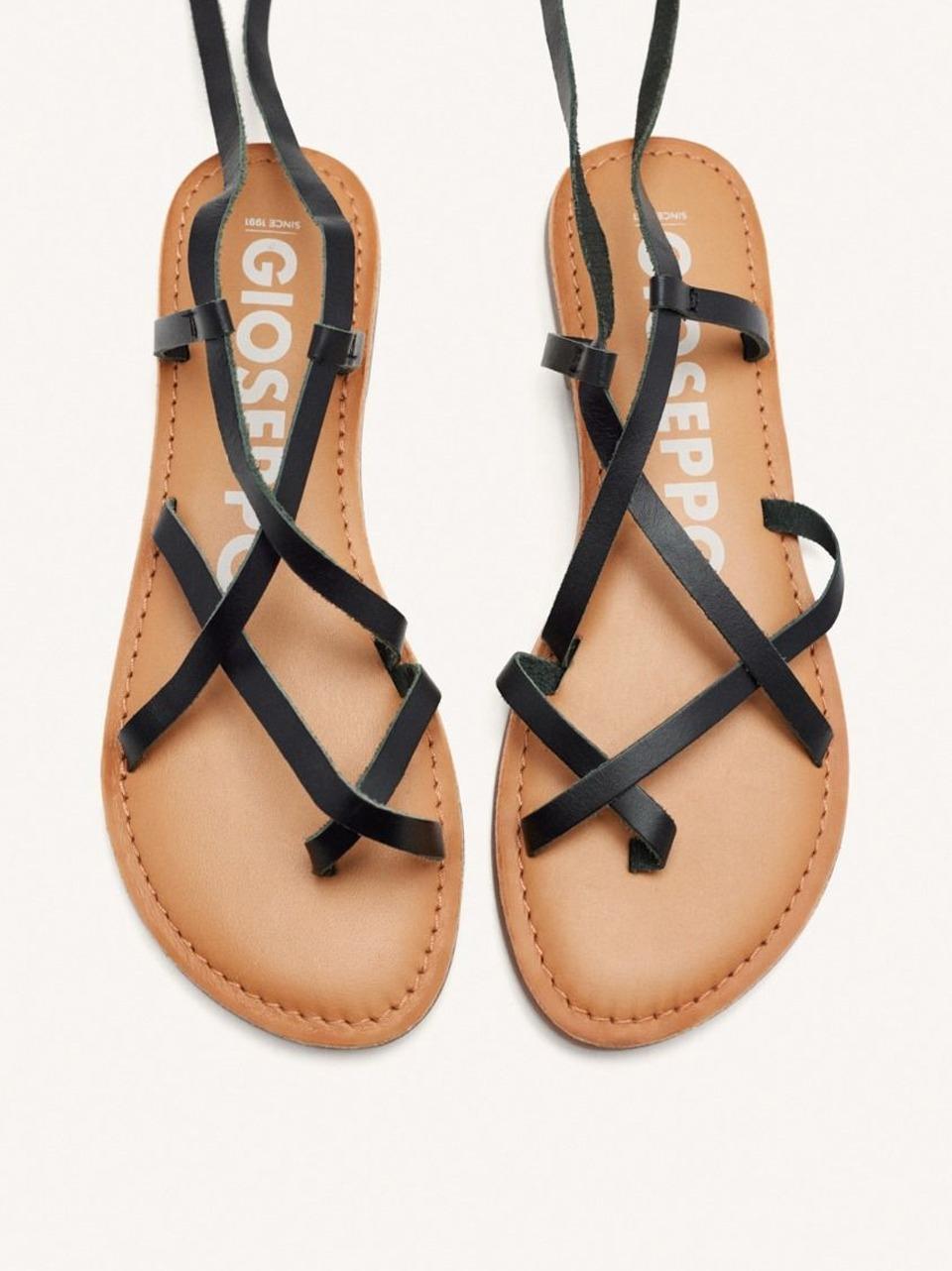 sandalo infradito incrociato 69115-LUSSAT NERO GIOSEPPO