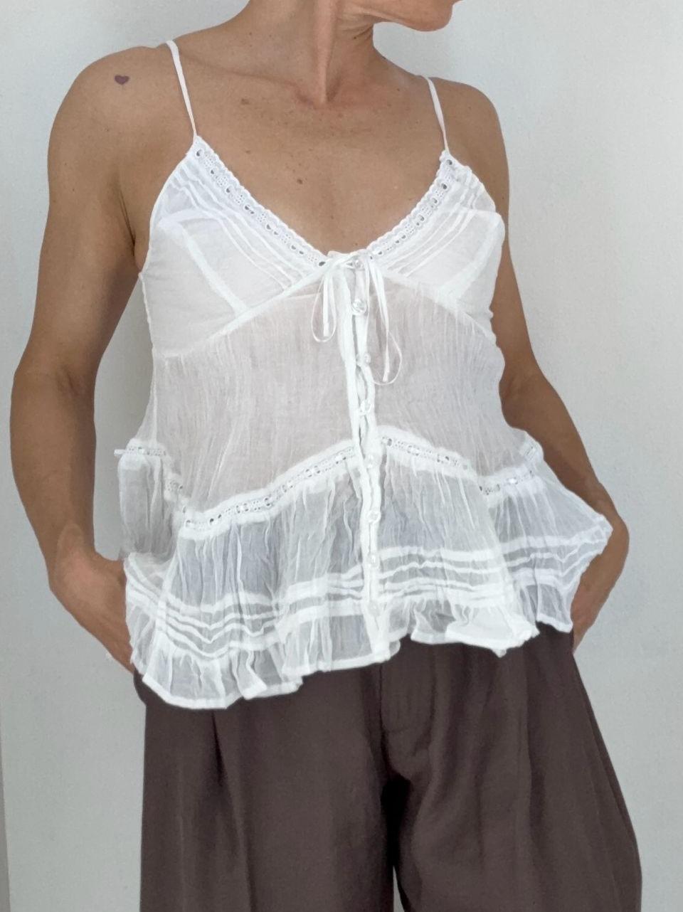 button frontcami top font KA7566 WHITE GLAMOROUS