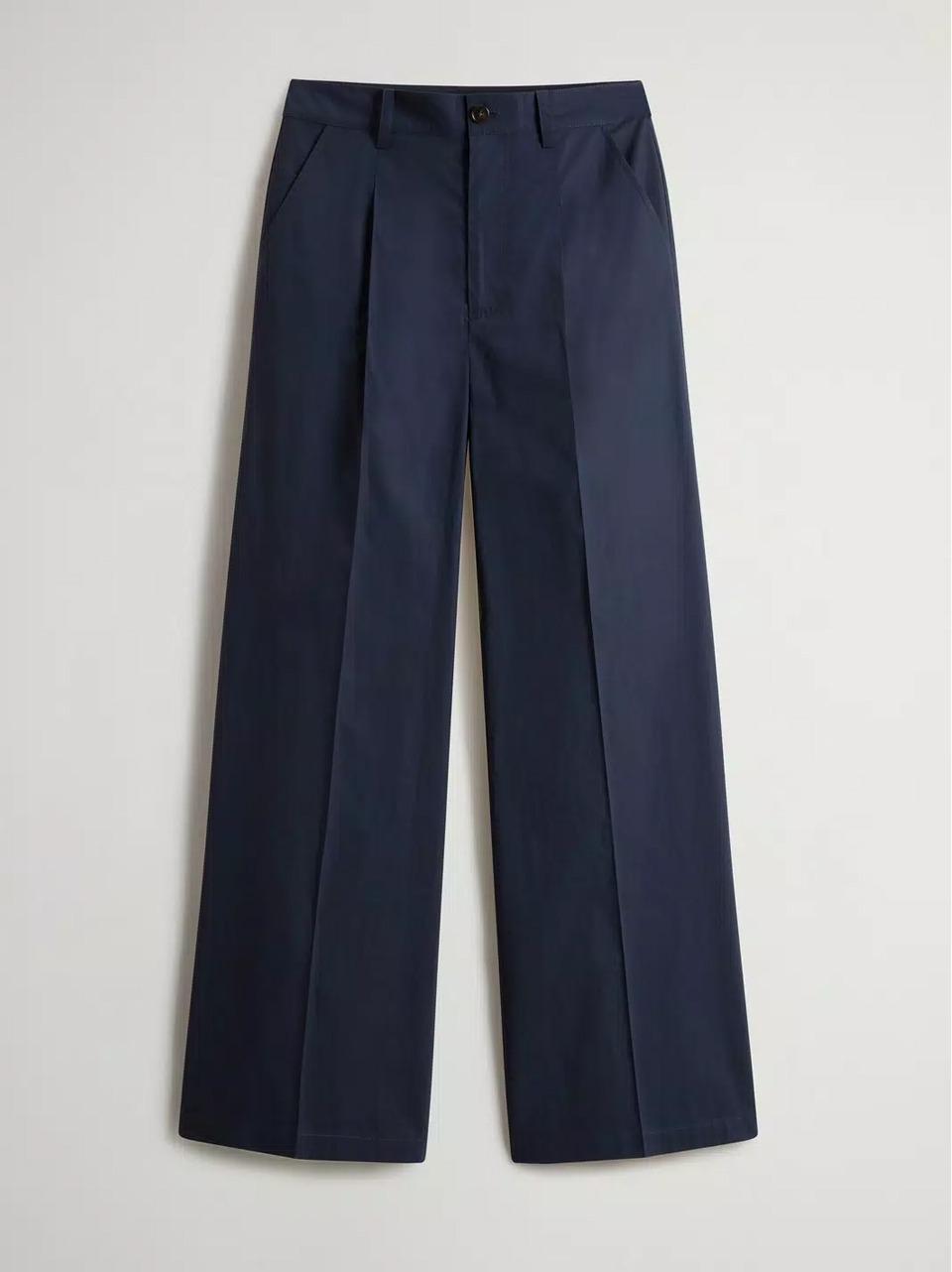 pantalone palazzo in popeline 0219 3944 BLU WOOLRICH