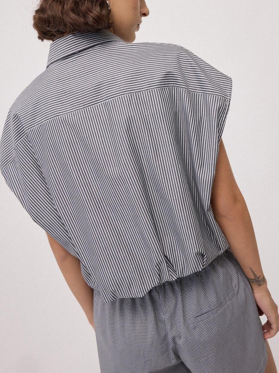 camicia smanicata righe CZC DT9293 BN ottod'ame