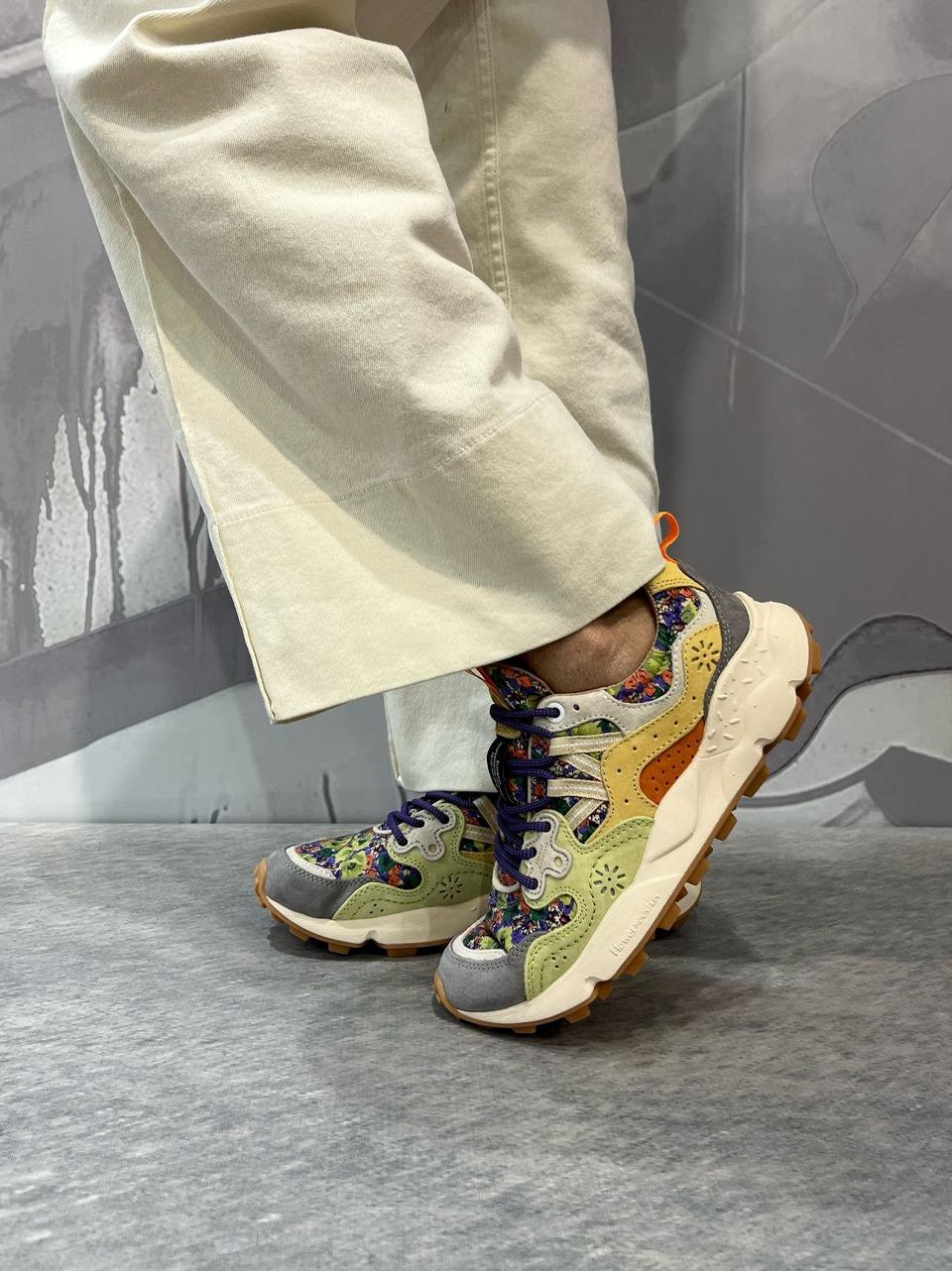 sneakers yamano3 floreale YAMANO31B64 LIME FLOWER MOUNTAIN