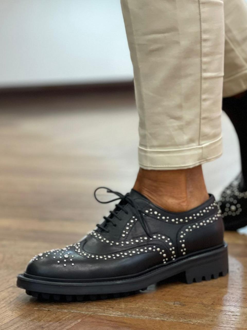 francesina borchiata BEKY NERO CUIR NOIR