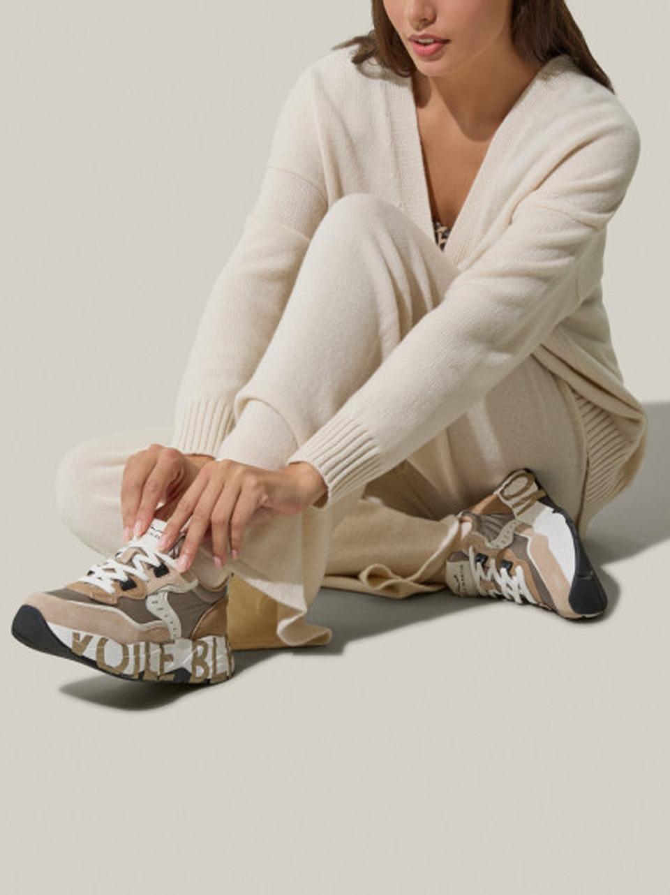 sneakers club 105 001-2017475-05 2E41LIGTH BEIGE PLATINO VOILE BLANCHE