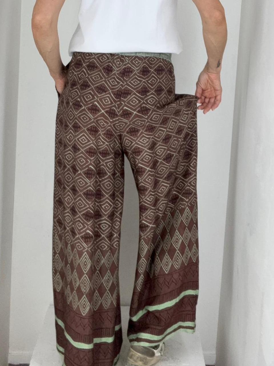 pantalone fluido fantasia floreale 26271 BORDEAUX WU' SIDE