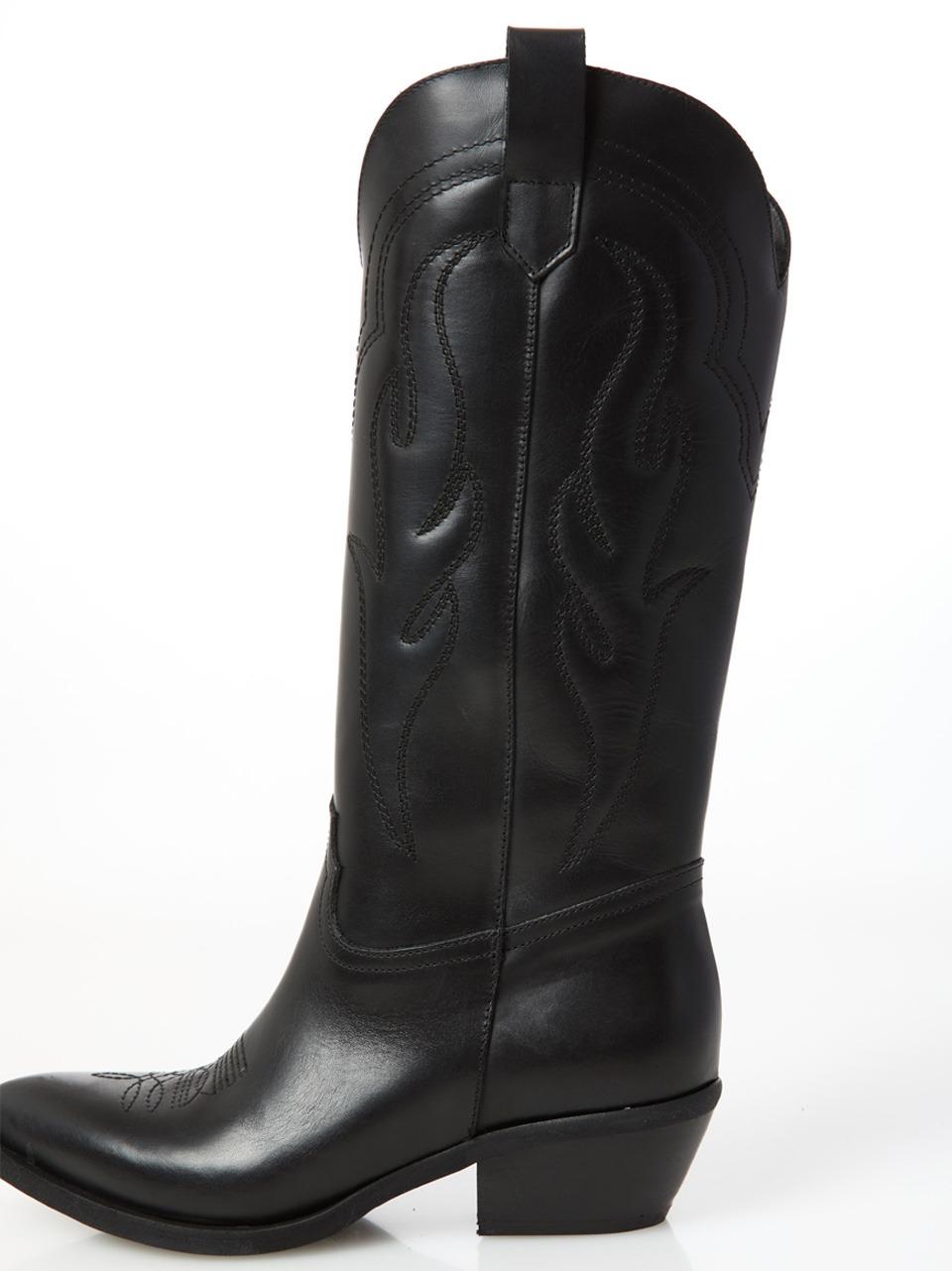stivale texano con cucitura bianca SO723 CUC NNERO ovye'