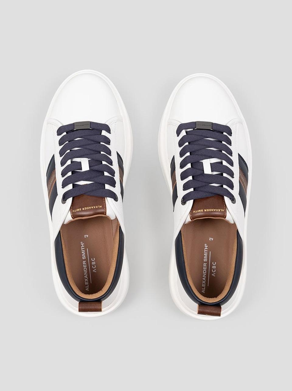 sneakers wembley con banda EWM7163 WHITE BLU ALEXANDER SMITH