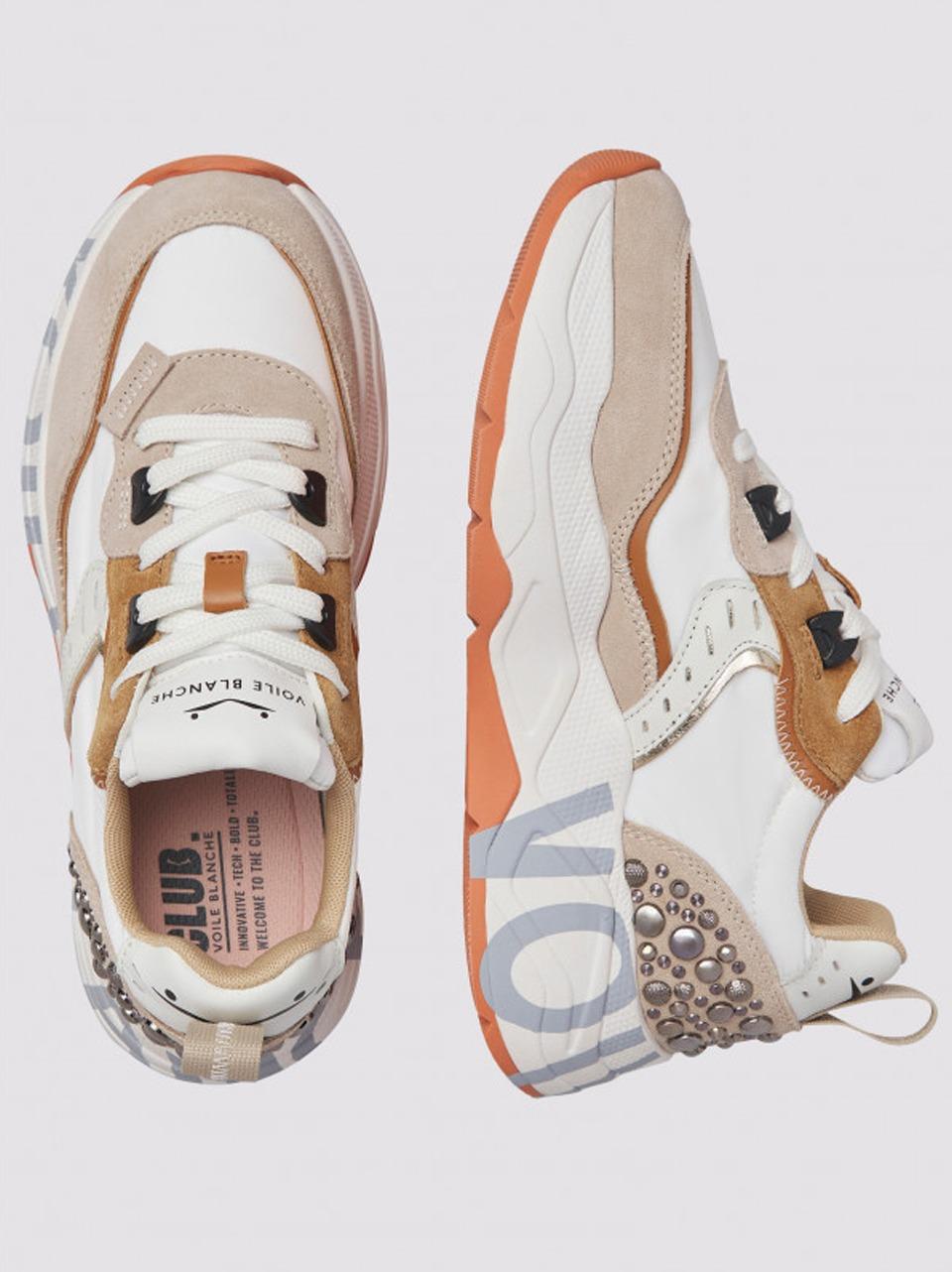 sneakers club 105 con borchie CLUB 105 2E42.2017475 WHITE BEIGE STUDS VOILE BLANCHE